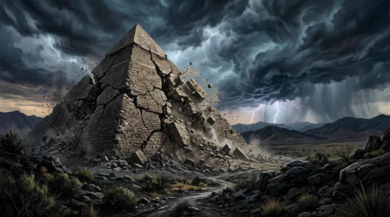 Cracking stone pyramid
