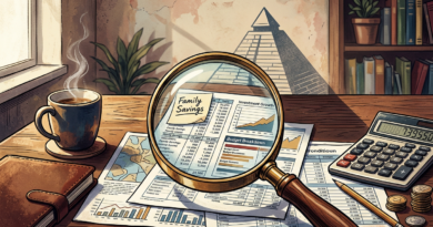 Magnifying glass on financial planning documents