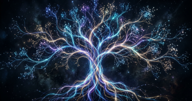 Glowing abstract network tree diagram