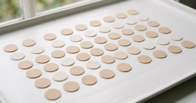 Round unbranded wellness patches on white surface