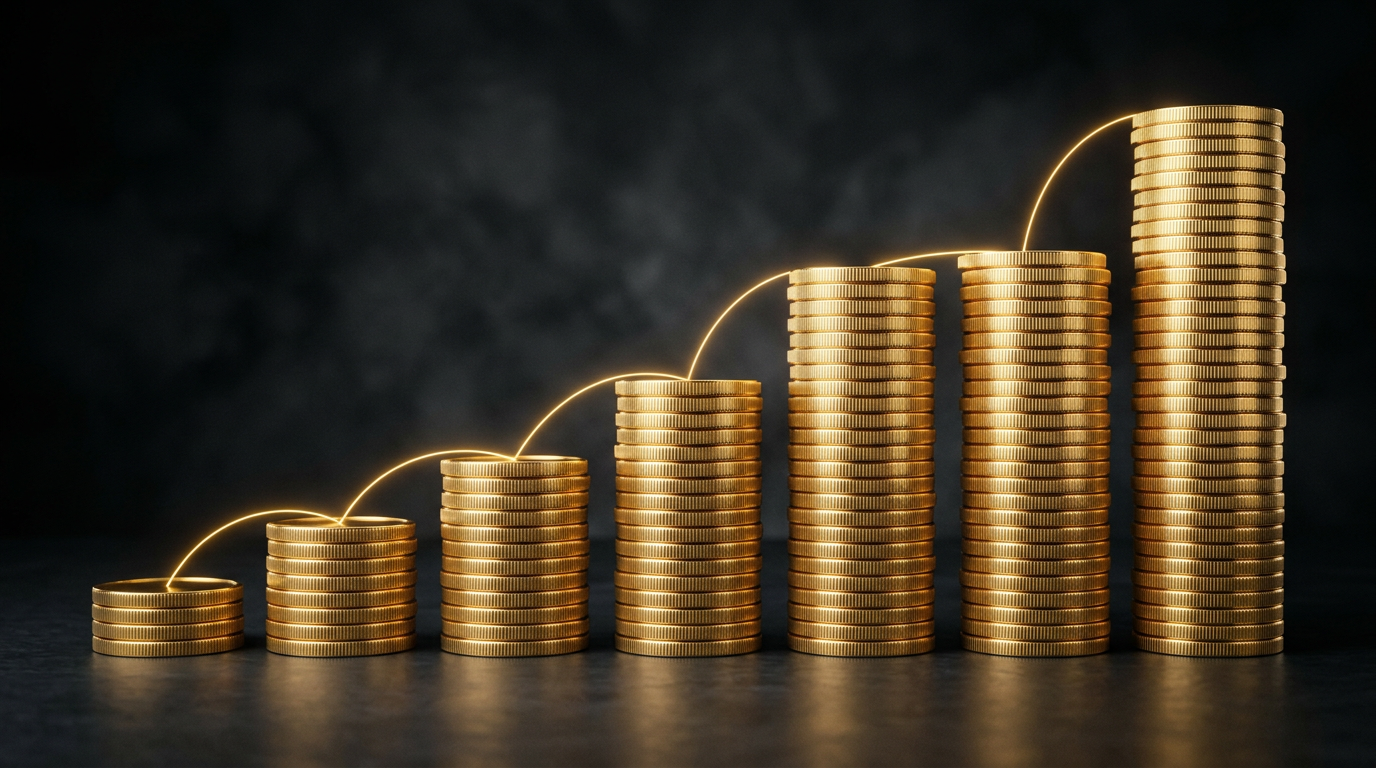 Tiered coin stacks illustrating MLM compensation plans explained