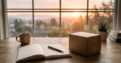 Sunrise over a quiet desk with a checklist