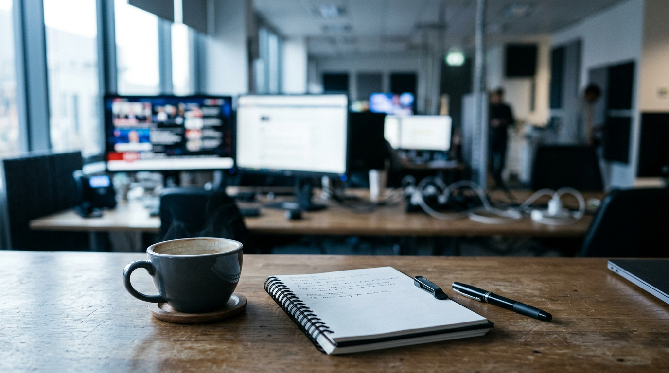 Newsroom desk illustrating MLM regulations and FTC coverage