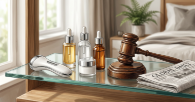Skincare device beside a gavel
