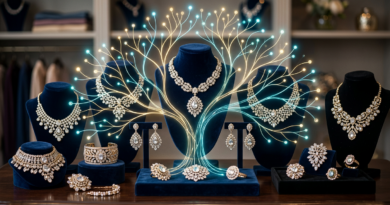 Costume jewelry with a network diagram