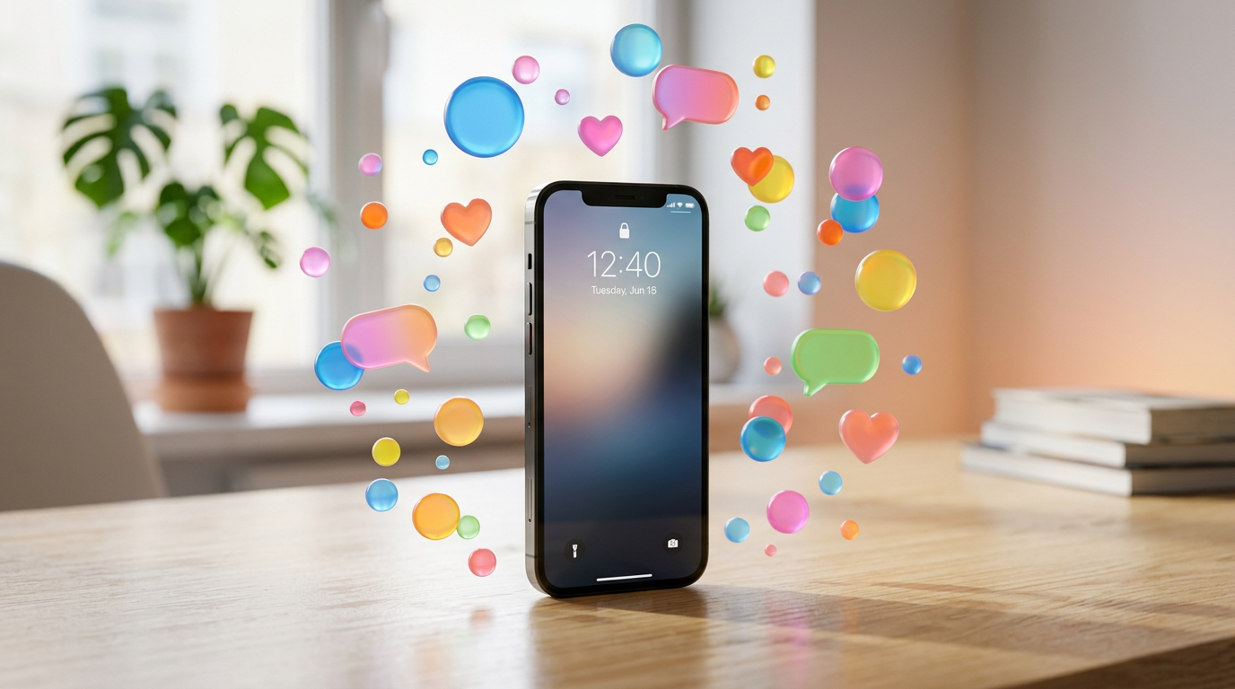 Phone with floating bubbles illustrating social media for network marketing