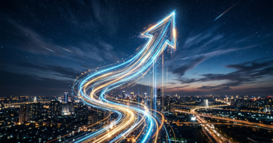 Upward arrow of light trails