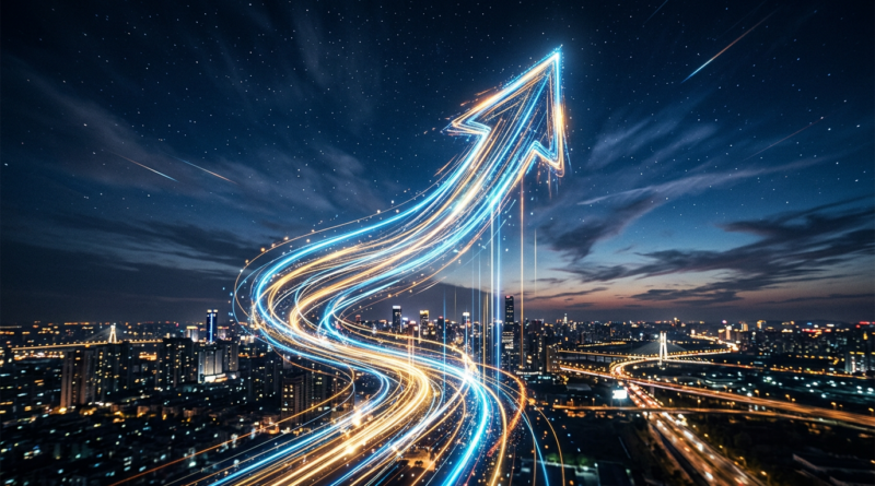 Upward arrow of light trails